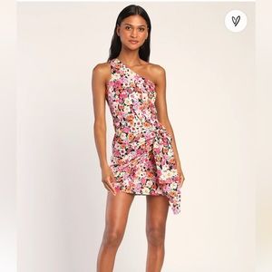 Lulu’s Floral One Shoulder Mini Dress